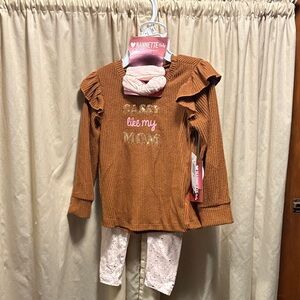 Nannette Baby Brown Ruffle Top and Pink Leggings Set